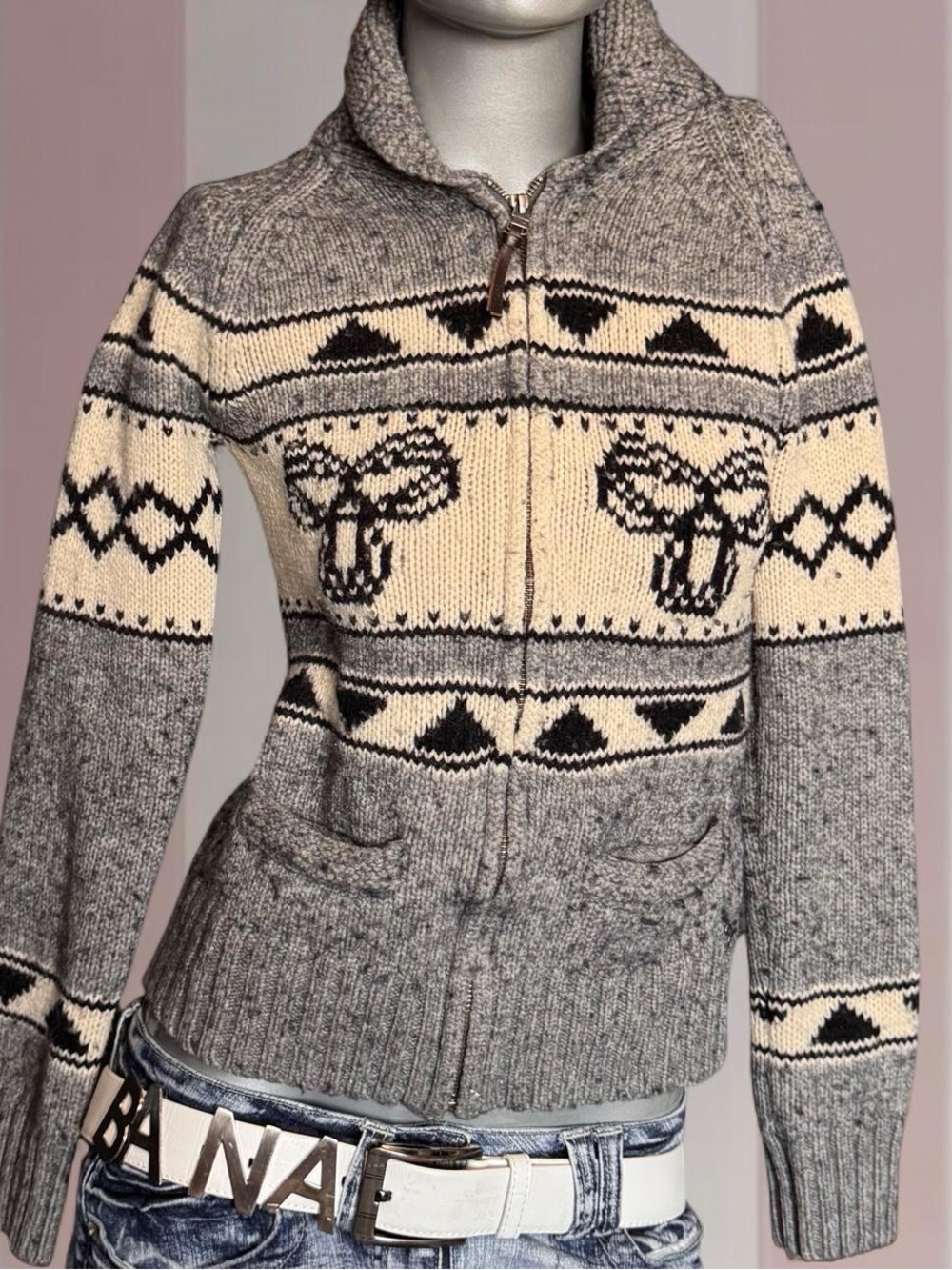TNA Y2K Knit Zip Sweater